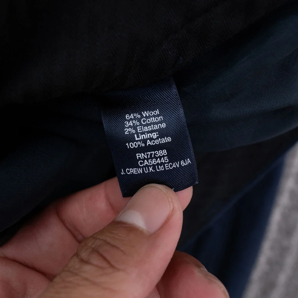 J.Crew Thompson Slim Dress Pants Men 30x30 Fit 32x27 Navy Blue Flex Wool